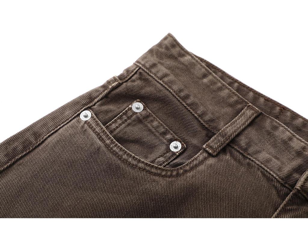 Spring 2026 Women's Mocha Brown Wide Leg Crooked Jeans