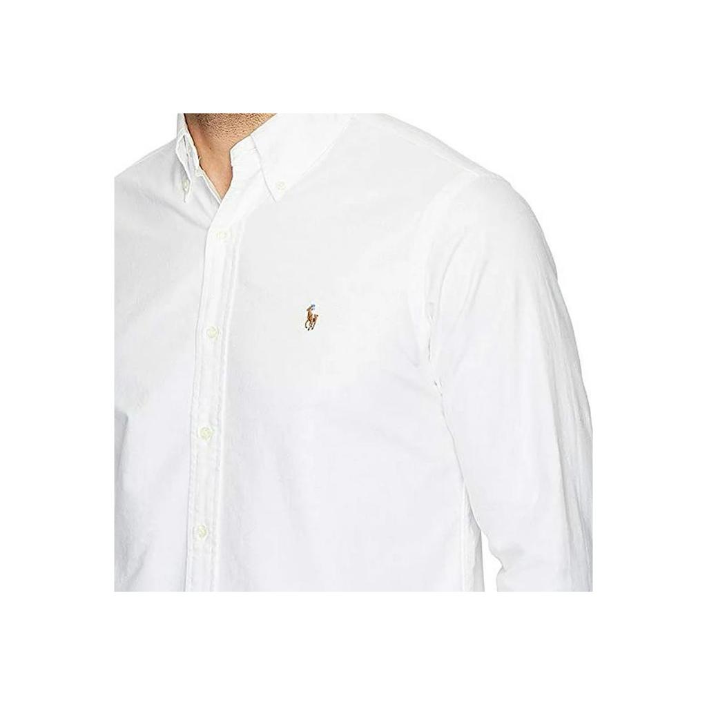 Polo Ralph Lauren Solid Color Polo Collar Single-Breasted Long Sleeve Shirt Men shirts White 710548535-001