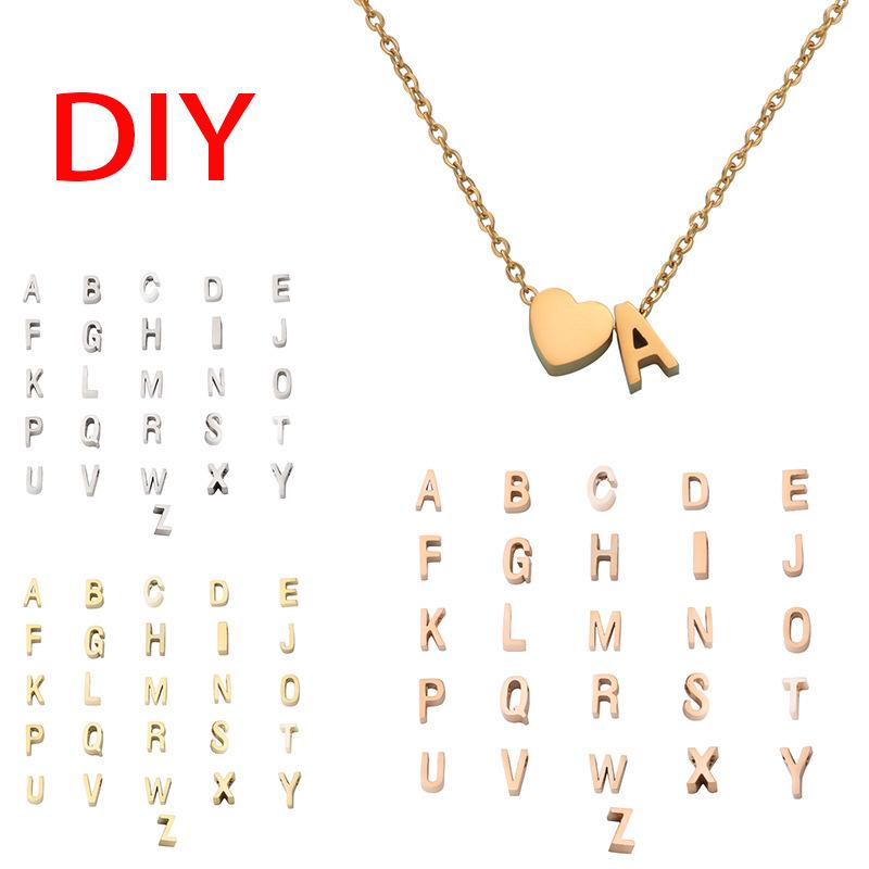 Stainless Steel Gold Heart & Alphabet Bead Necklace A-Z