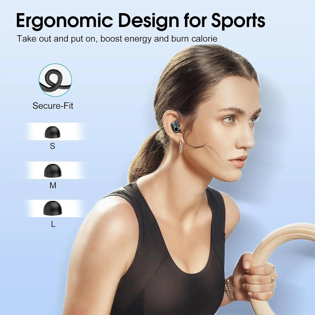 Bluetooth 5.4 Ear Hook Headphones TWS Wireless Earphones HiFi Stereo Waterproof Headsets LED Display Long Standby Touch Earbuds
