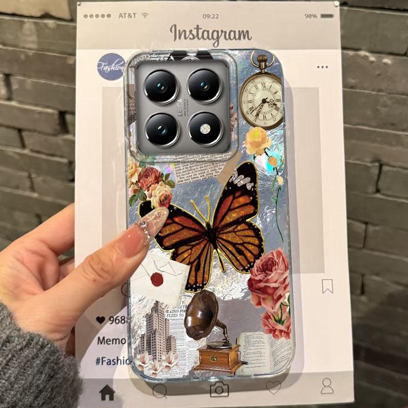 

Luxury Flowers Snake Butterfly Girls Women Phone Case For Xiaomi 14T 13T Pro 14Tpro 13Tpro 11 Lite 5G NE Shockproof Fundas Cover Xiaomi 14T білий