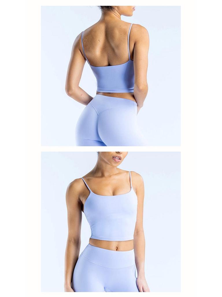 DFYNE Schönes Rücken Yoga Tanktop: Schlankmachendes U-Ausschnitt-Camisole mit dünnen Trägern.