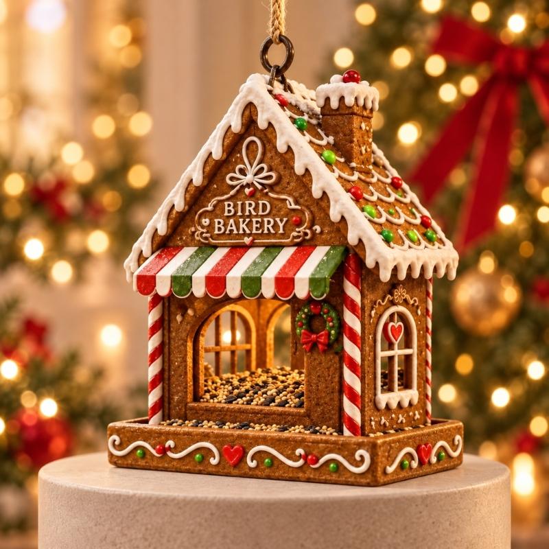 Wild Bird Feeding Display with Christmas Character, Hanging Outdoor Food Station for Garden, Yard, and Porch Use
