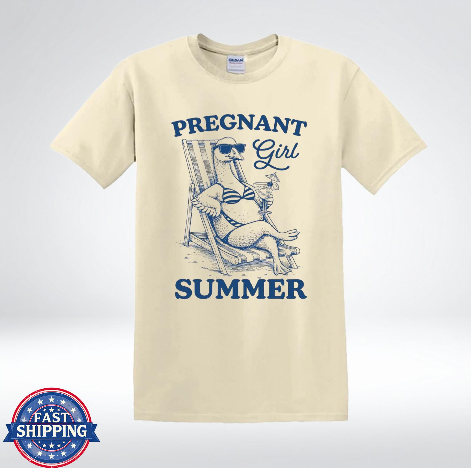 Pregnant Girl Summer Shirt Funny Goose Beach Humor T-Shirt S