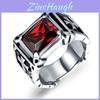 Cool Fashion Vintage Red Onyx Thor Men's Stainless Steel Ring With Gothic Style