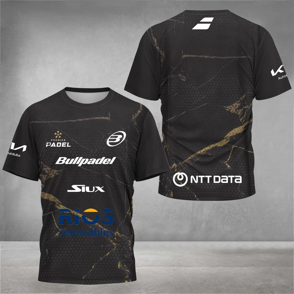 ETST35 Padel tennis fan ademend snel drogend T-shirt, heren tennis training top, 3D geprinte zomer kleding met korte mouwen, rond M