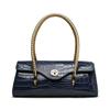 Women's Crocodile Pattern Handbag: Elegant PU Leather Top-Handle Satchel with Gold Chain Straps, Retro Shoulder Bag for Work & Commute