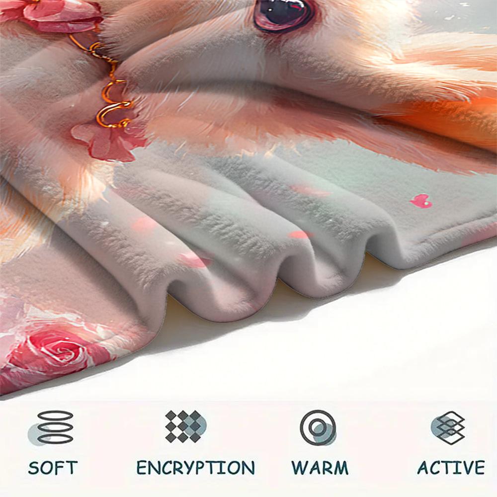 Rabbit Print Flannel Blanket, High quality Comfortable for All Seasons, Home Decor, Warmth and Comfort, Perfect for Christmas Gifts