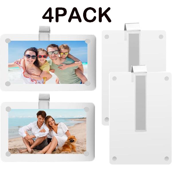 4 Pack Car Sun Visor Photo Holder, Acrylic Magnetic Personalized Photo Holder car Picture Frame, Photo Car Visor Clip, Personalized Car Accessories