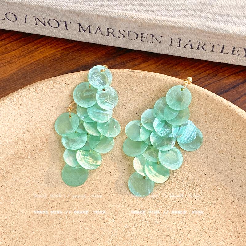 Wind-Swayed Seashell Tassel Earrings: Unique, Bold Design for Women