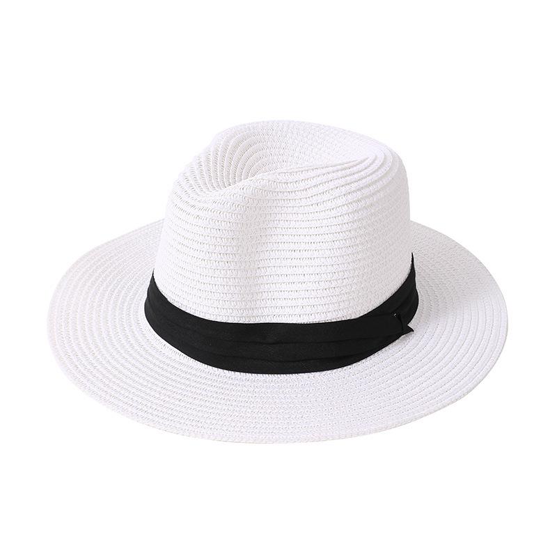 Summer Panama Wide-Brimmed Straw Fedora - Outdoor Sunshade Beach Hat