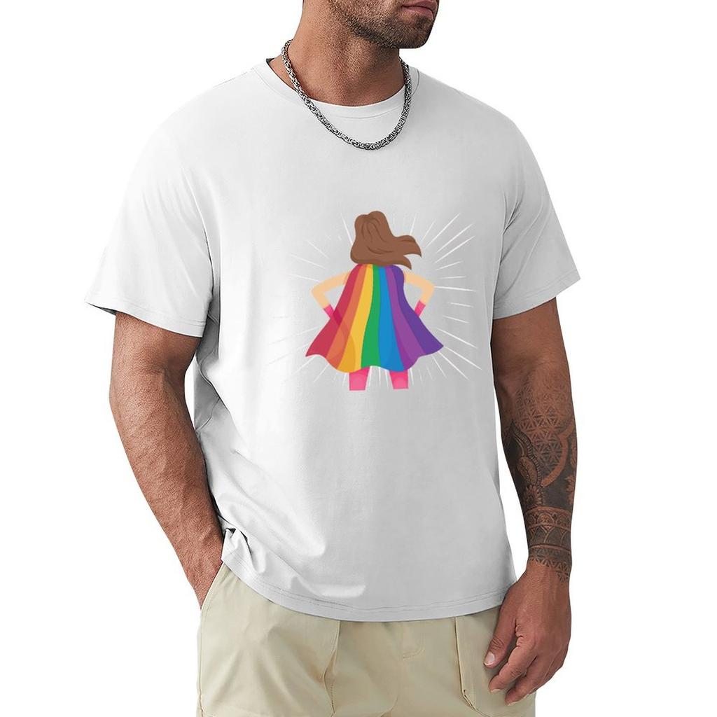 Rainbow super girl TShirt Short sleeve tee graphic t shirts vintage t shirts Tshirts for men cotton