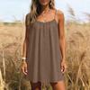 Damen-Rückenfreies Spaghettiträger-Kleid, Ärmelloses Dünn-Träger-Fließendes Strandurlaub-Kurzkleid, Mit Rückenband.
