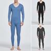 Set Lenjerie Termică Bărbați Izmene Lungi Căptușite cu Fleece Set Strat de Bază Top și Pantaloni pentru Vreme Rece pentru Iarnă