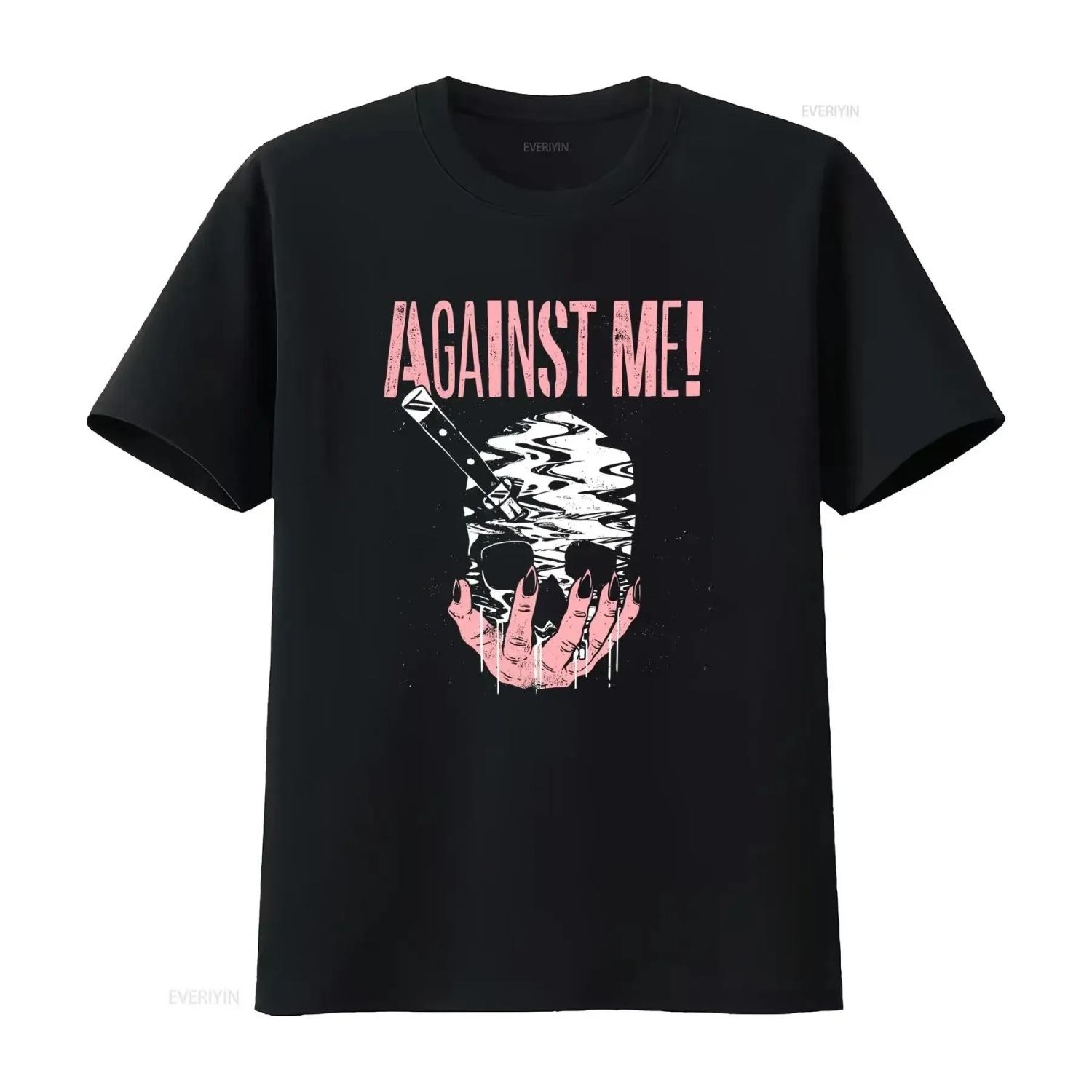 

Against Me Band Tour Cotton For Fan vintage Washed Stylish Breathable graphic Stretched Unisex S чёрный