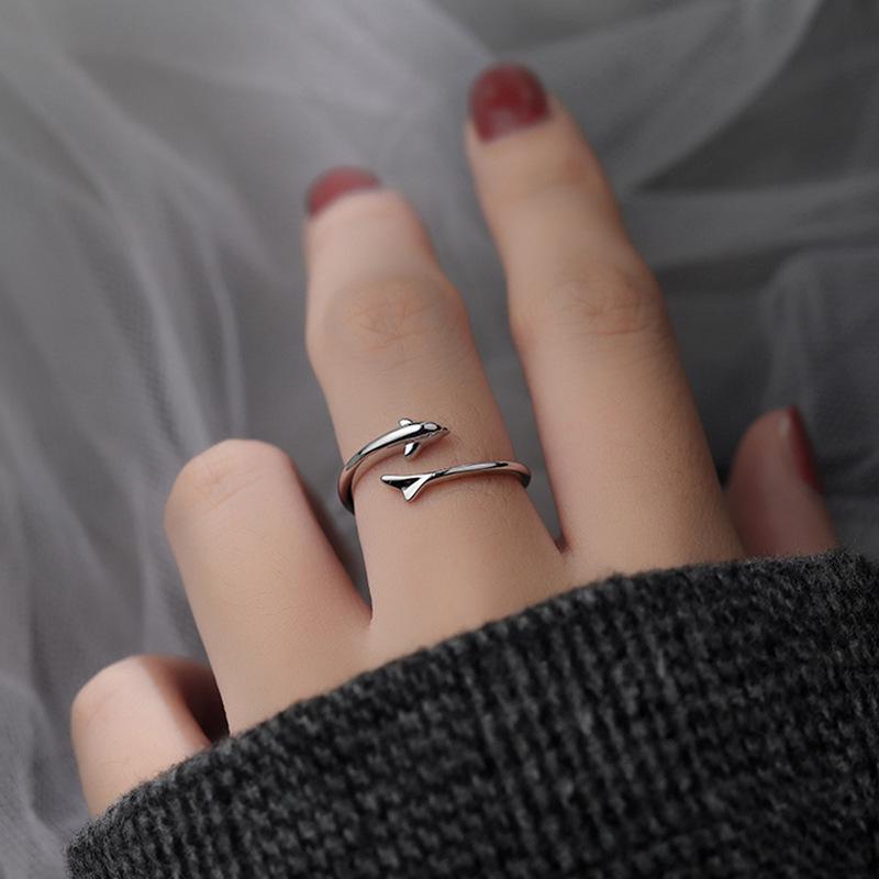 Beixi S925 Sterling Silver Dolphin Open Ring - Trendy Women s Index Finger Jewelry 2025 925 Sterling Silver