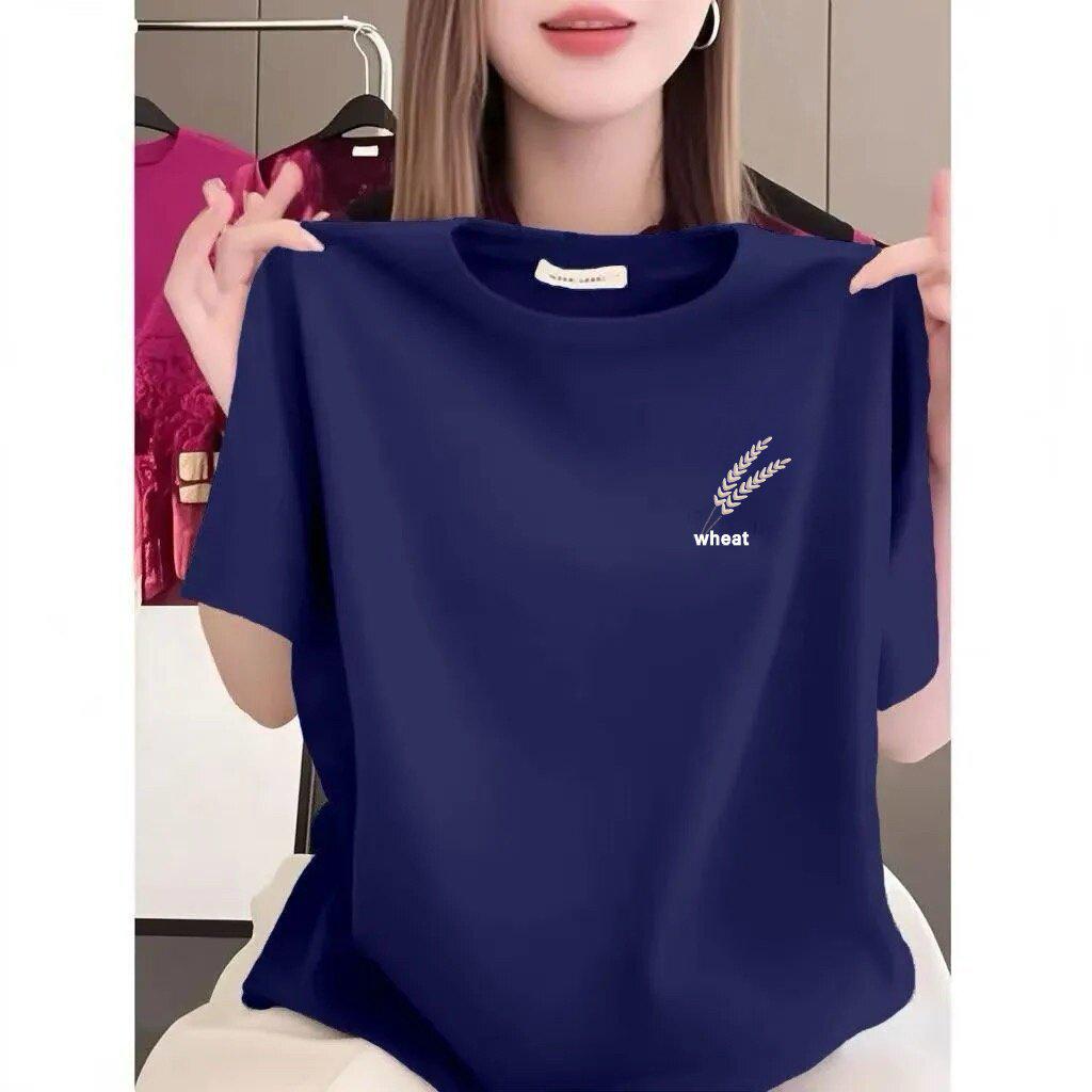 Korean Style Casual Women's Summer Slimming Print T-Shirt, Perfect for Middle-aged and Elderly