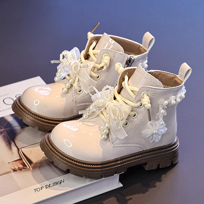 Kids Fashion Pearl Ankle Boots Spring Soft‑sole Princess Short Boots for Girls