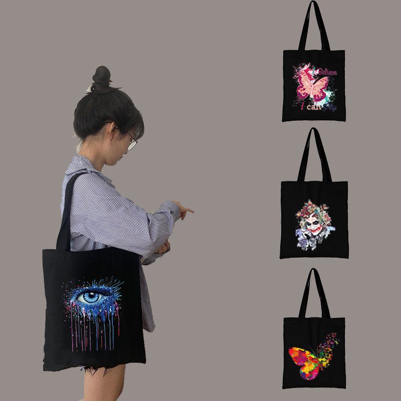Shopping bag Butterfly Pattern Series Canvas Shopper Bag Customizable Tote Women's Beach Printed Anime Bags Shoulder Bags