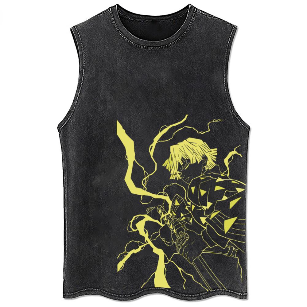 Men Harajuku Black Washed T-Shirt Hip Hop Streetwear Japan Anime Graphic Cotton Casual Tshirt Summer Short Sleeve Tops T Shirt