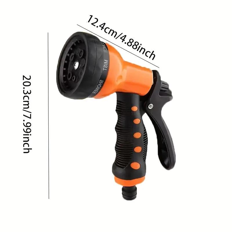 

Adjustable High-Pressure Hose Nozzle Gun - Lightweight Durable Sprayer for Lawn, Car Wash & Watering - Ergonomic Orange/Black Gr