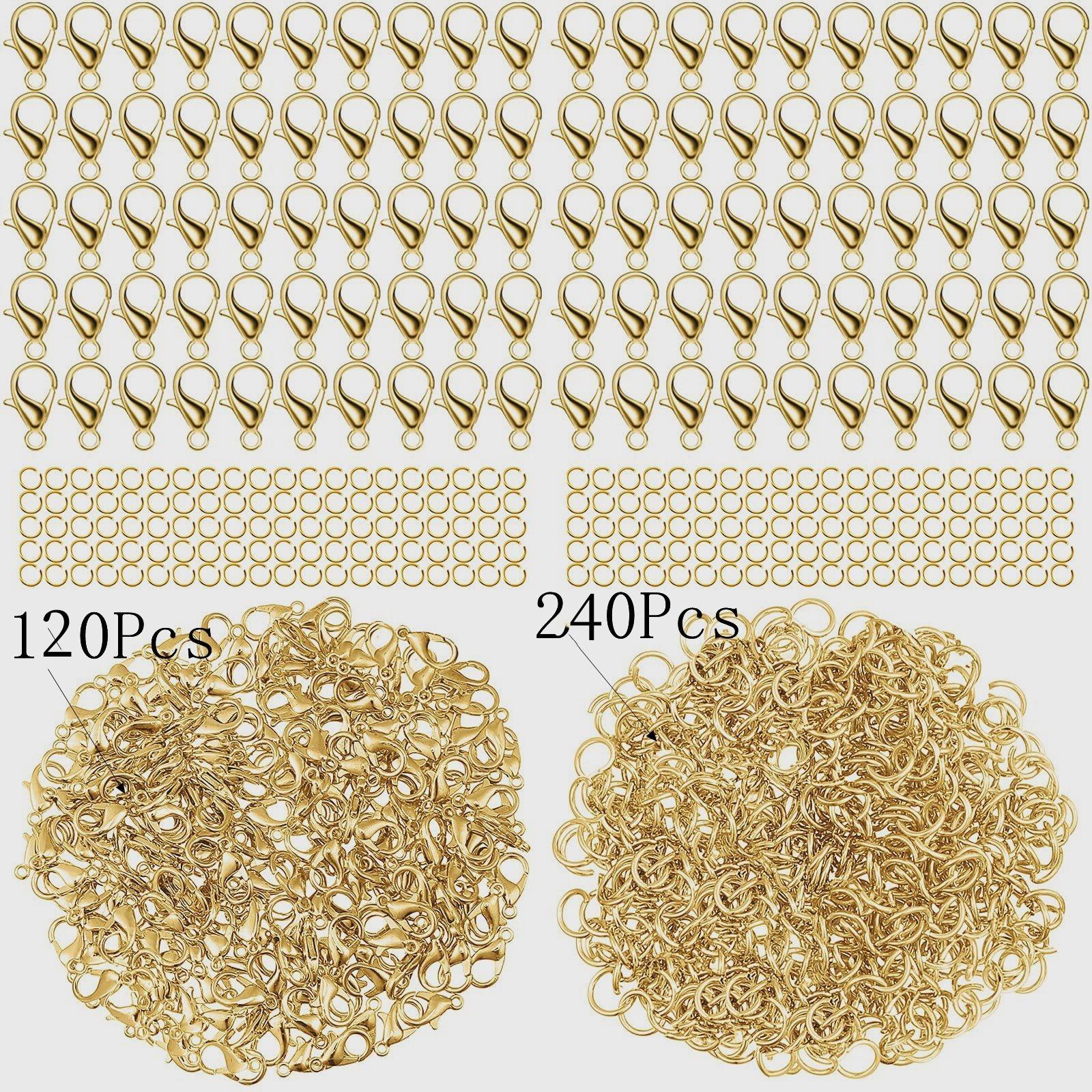 

240pcs Open Jump Rings & 120pcs Lobster Clasps Set For Jewelry Making DIY золотой