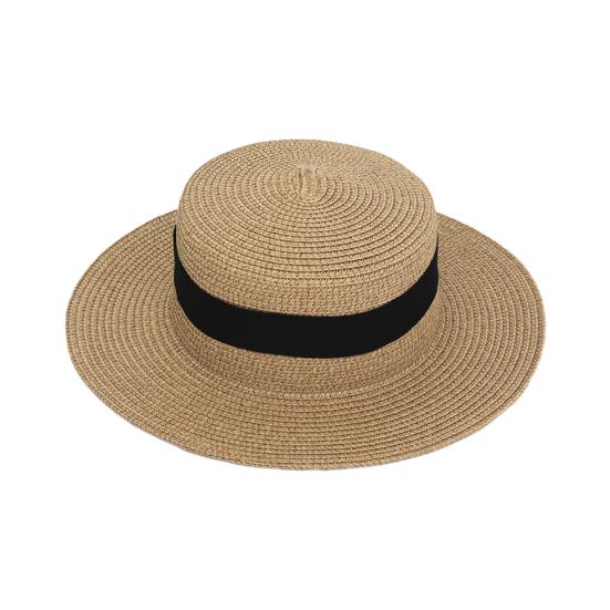 Beach Hat with Wrap-Around Brim, UV Protection Breathable Natural Straw Hat, Flat Top Summer Sun Hat for Beach Vacation Tropical Travel Outdoor