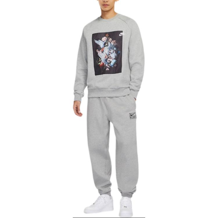 

Nike Sweatshirts Men s Gray Crew Neck Moderate Regular DD6516-063 L