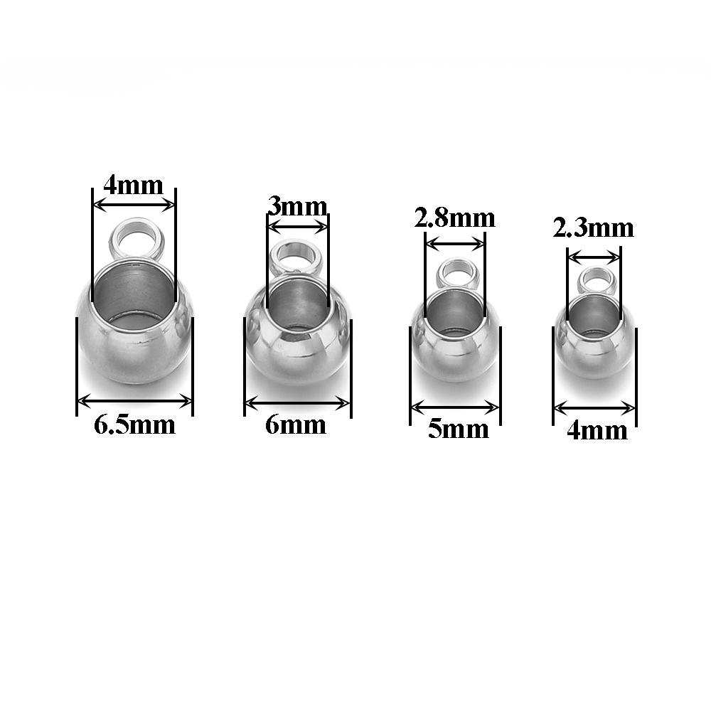 

20pcs Stainless Steel Big Hole 2/3/4mm Spacer Beads Pendant Charms Clasps Gold Color Bail Beads for DIY Jewelry Making Findings Hole 2.3mm