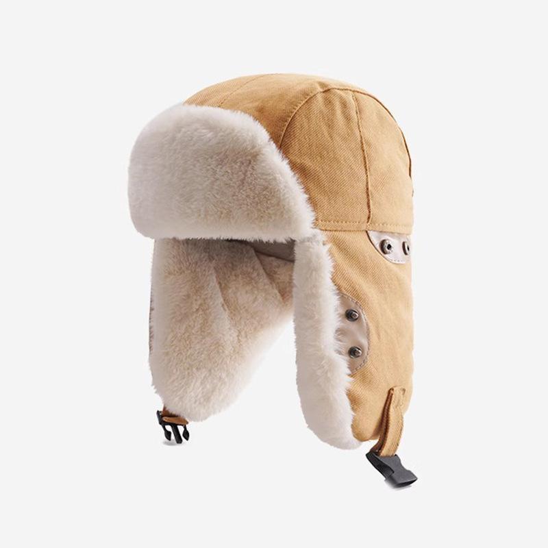 Korean Version of Lei Feng Hat Men and Women Winter Thickened Warm Couple Ear Protection Locomotive Hat Bike Flying Hat