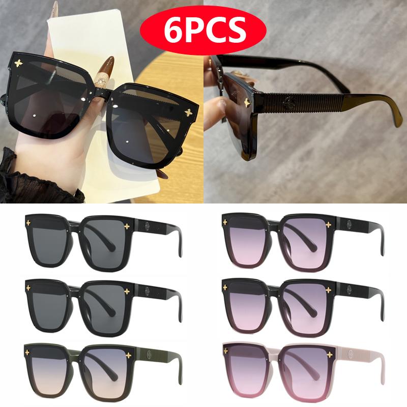 6pcs 3pcs Designer Sunglasses Women Retro Cat Eye Gradient UV400 Glasses Unisex Outdoor Fashion Sunshade Eyewear