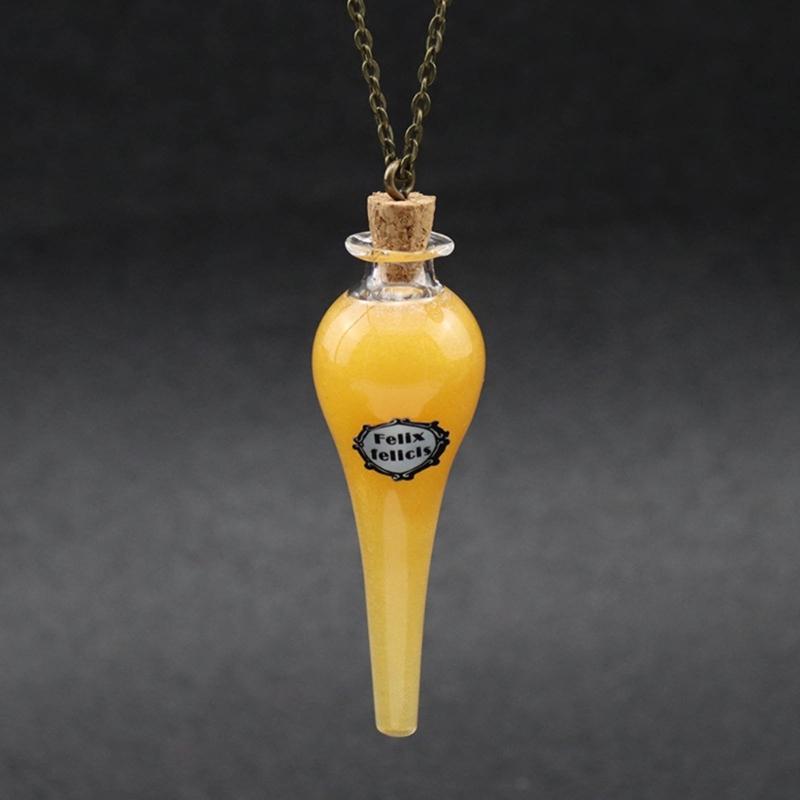 Collana con Bottiglia Magica Vintage Fai da Te Tappo Sughero Pozione Goccia d'Acqua Portafortuna Amuleto Catena per Maglione Gioielli alla Moda Regalo per Ragazze