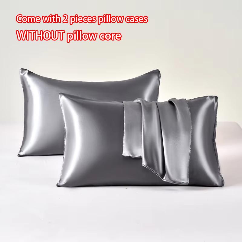 2 Pack Satin Pillowcases for Hair and Skin Soft Breathable Cooling Smooth Pillow Covers for Sleeping
