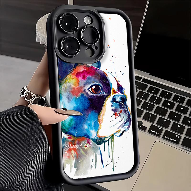 Phone Case for iPhone 17 Air 16E 15 16 Pro Max French Bulldog Dog Pug Design Cover 14 Plus 13 12 Mini Soft Shell Silicone Fundas