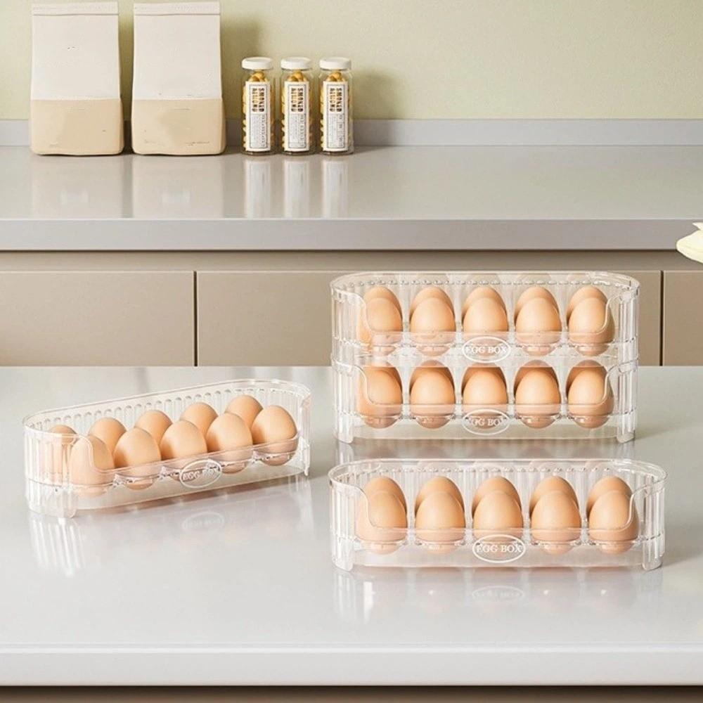 Large Capacity Fridge Egg Holder 10 Grids Egg Fresh-keeping Case Egg Organizer for Kitchen