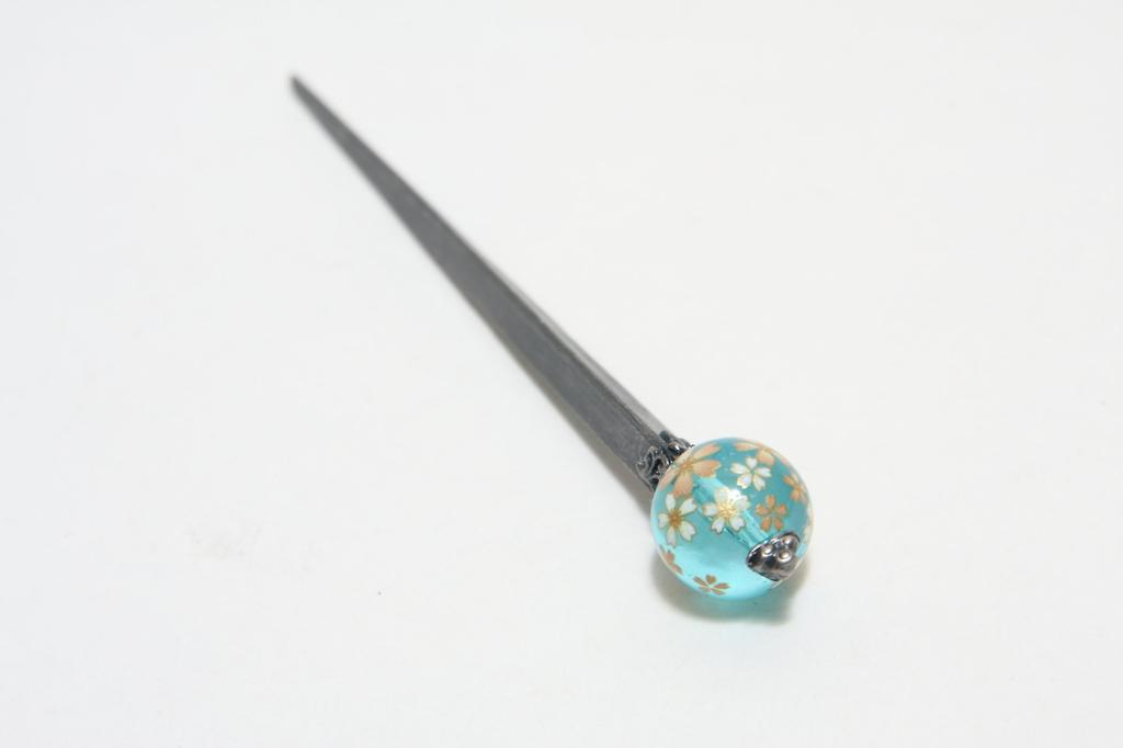 [Hasegawa Co., Ltd.] Kanzashi (Japanese Hair Ornament), Japanese Ball Kanzashi, Japanese Ball, Cherry Blossom, Yukata, Kimono, Clear, Blue