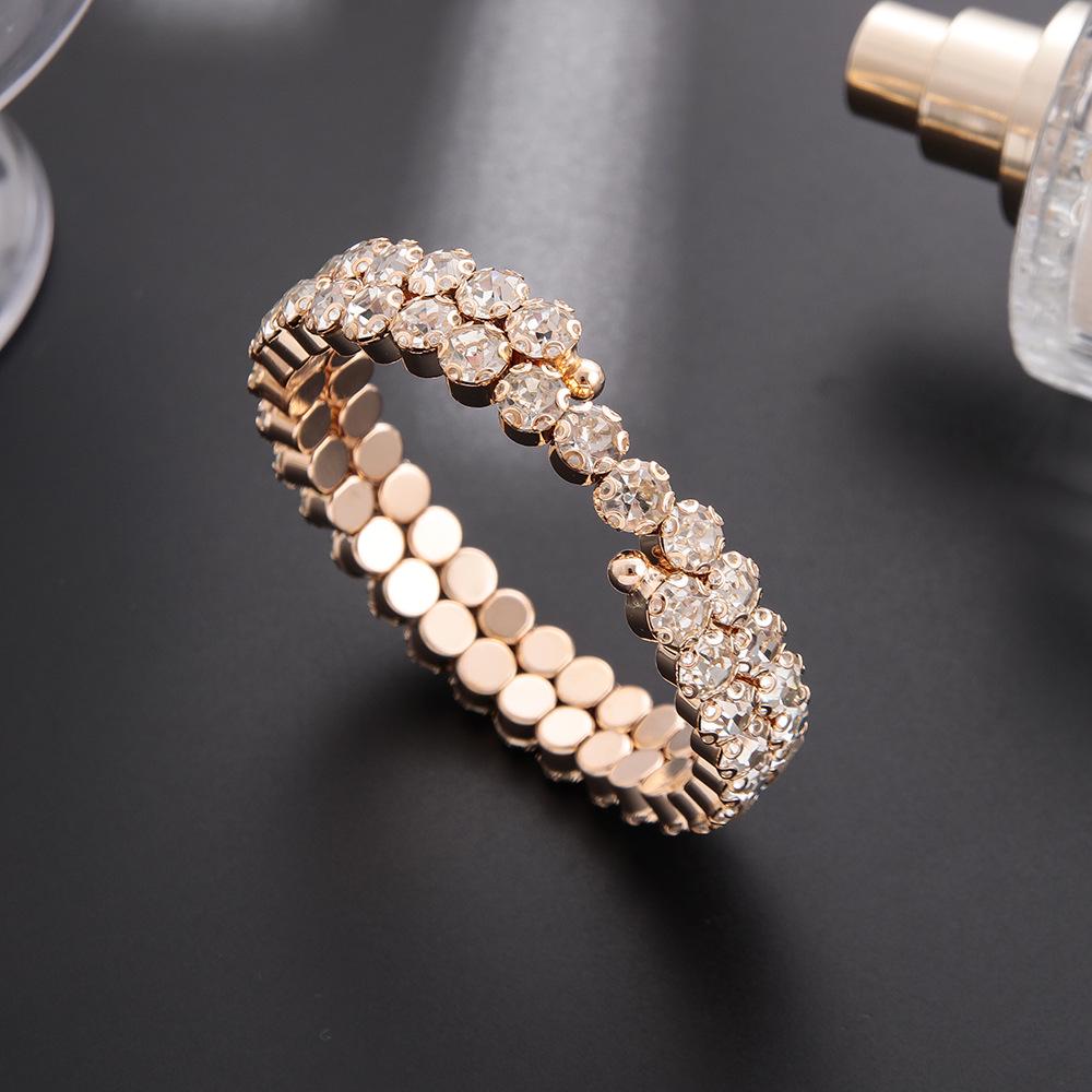 Rhinestone Elastic Arm Bracelet for Bride's Hand - Multi-Row Performance Jewelry B330