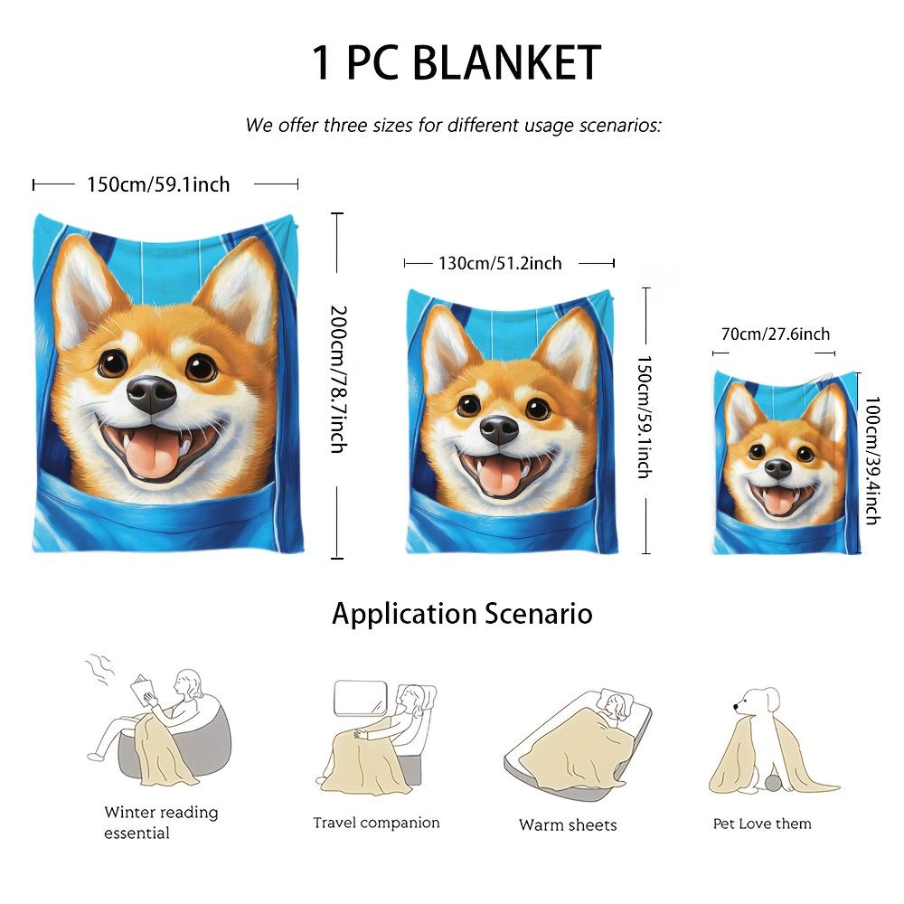 Corgi Face Print Blanket Reversible Flannel Throw for Dog Lovers AllSeason Comfort Adorable Pet Gift