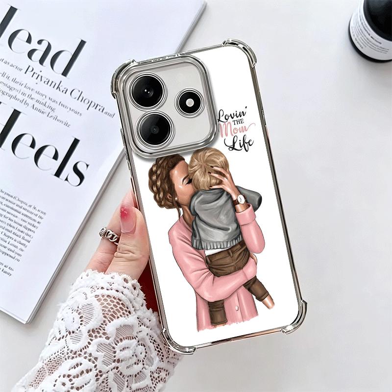 Baby Mom Girls Plating Phone Case For Xiaomi Redmi Note 14 15 Pro Plus 13 12 11 11S 11T 10 9S 9 5G Anti-Fall Airabag Cover