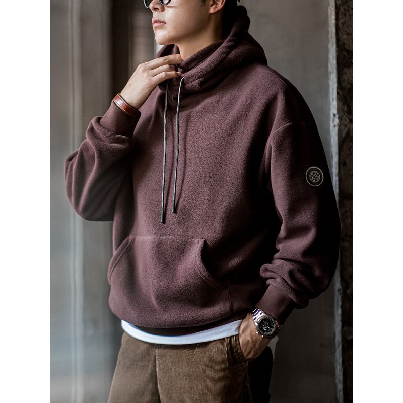 Madden Parka American Casual Polar Fleece Balaclava Hooded Sweatshirt Windproof Pullover Mask Tops Men's Autumn