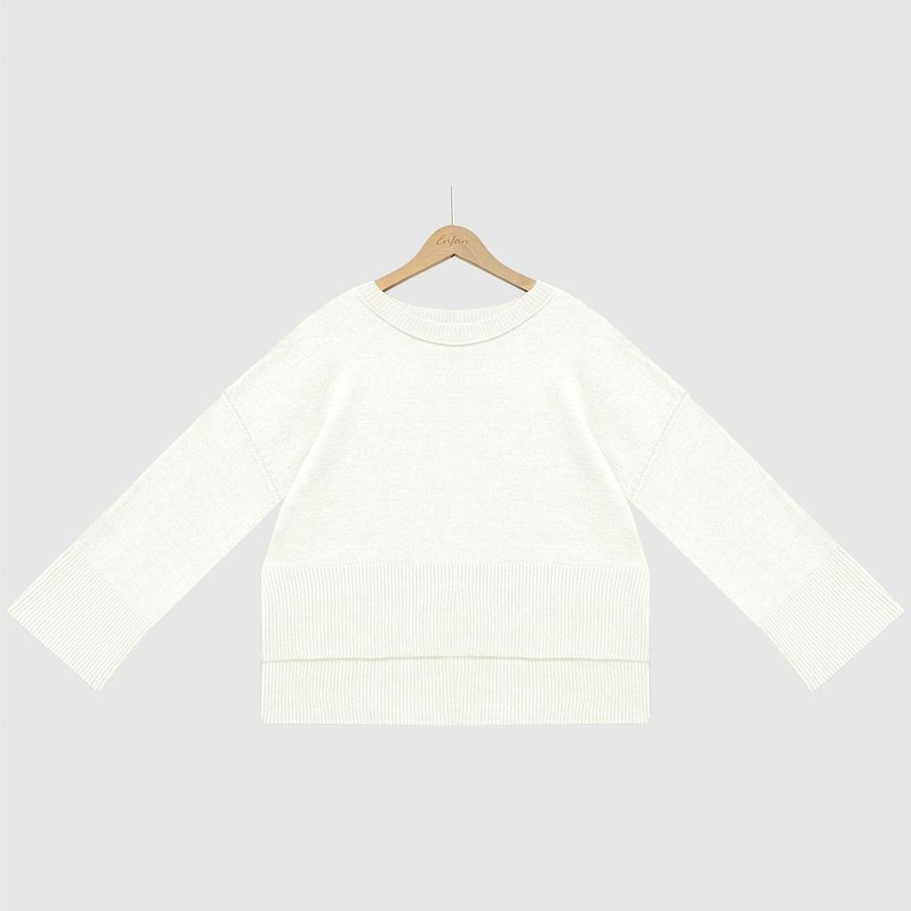 Women's Solid Color Round Neck Bell Sleeve Pullover Knitwear Fashion Short Sweater