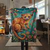 1PC Bohemian Kinkajou Art Print FlAannel Blanket, High quality Comfortable for All Seasons, Home Decor, Warmth and Comfort