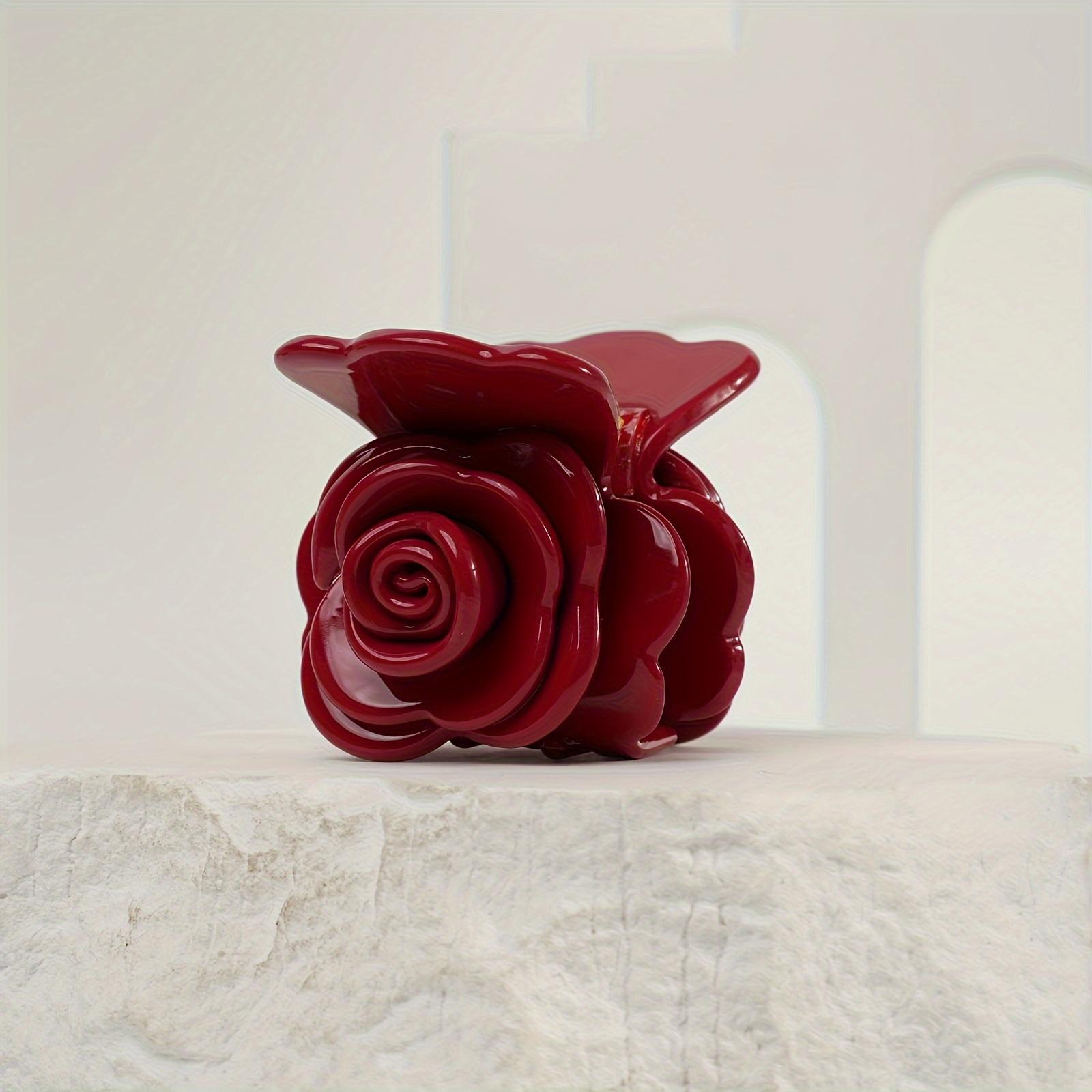 

Medium-Sized Multi-Color Acetate Rose Flower Hair Clip Perfect for High Ponytails Exuding a Sense of Elegance And Fashion красный
