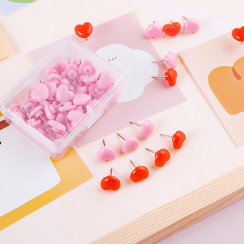 Ins Love Heart Shape Push Pins Safety Colored Push Pin Cork Board Thumb Tack Wall Pins School Stationery Office Binding Supplies