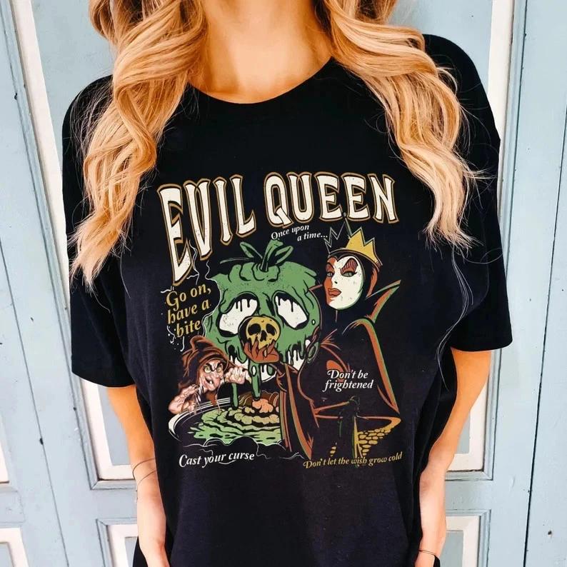 Snow White The Seven Dwarfs Evil Queen Villain Black TShirt Size S4XL S