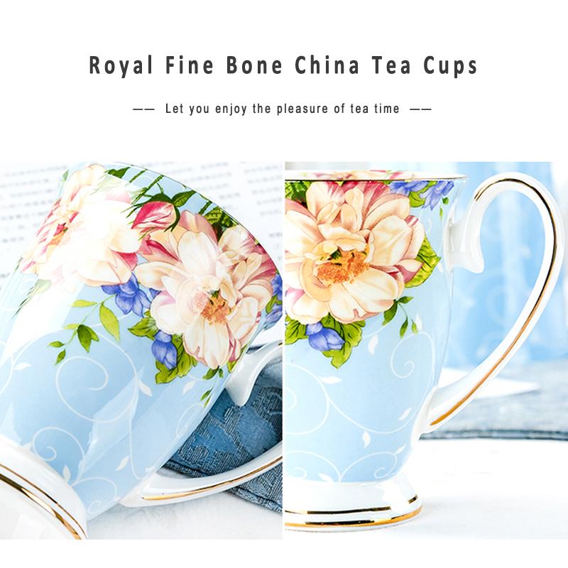 Floral Bone China Mug Tea Cup Porcelain Coffee Mug Teacup Gold Rim Ceramic Mug Milk Coffee Drinking Cup Christmas Birthday Gift