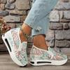 Floral Embroidered Wedge Heel Sneakers Women Summer Mesh Breathable Platform Sports Shoe Woman Thick Sole Slip on Casual Sandals