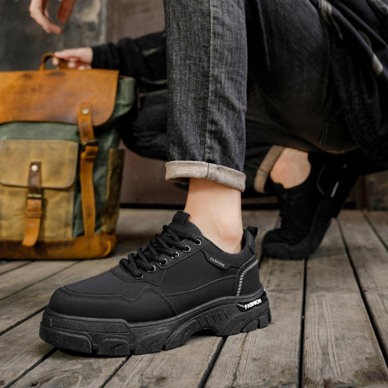 Men Outdoor Work Shoes 2026 Autumn Winter New Waterproof Non Slip Platform Sneakers Fashion Vintage Height Increase Casual Shoes