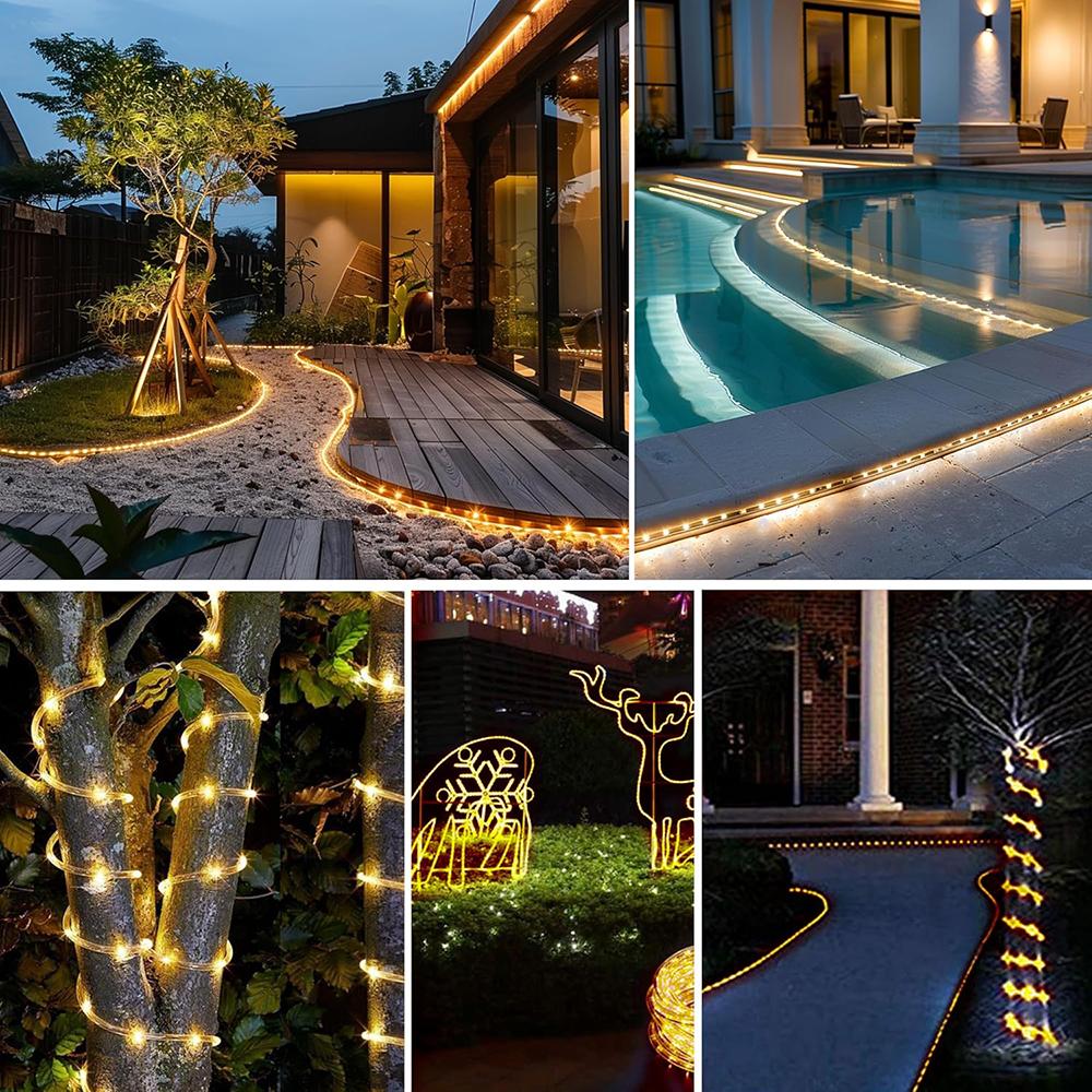 LED Solar String Lights Outdoor Solar Tube Rope Fairy Light Christmas Garland For Garden Patio Backyard Tree Holiday Decoration