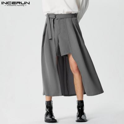 Männer Einfarbig Zipper Up Gürtel Shorts Röcke Unregelmäßigen Kilts
